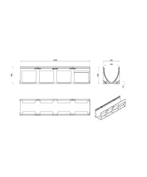 Bộ rãnh thoát nước Euroline E200.250/GRT-4AP2 ACO ZAVAK